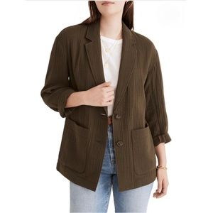 Madewell Women's Dorset lightspun Blazer Jacket Dried
Olive Size Medium